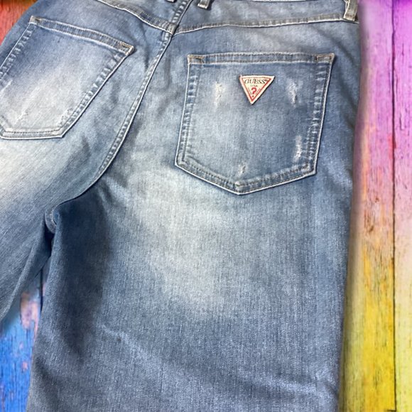 GUESS 1981 3 ZIP CROP JEAN - Distressed - Size 28.5" - Picture 5 of 6